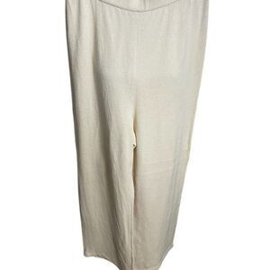 ST JOHN Caviar Ivory Knit cream pants 8 pull on Santana high rise